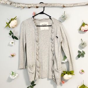 Abercrombie & Fitch Light Grey Ruffle Cardigan